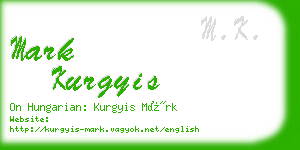 mark kurgyis business card